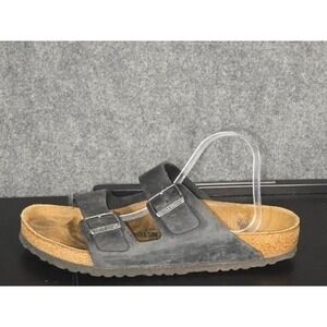 Birkenstock Arizona Oiled Leather Sandals Mens 46 13 Black Gray Two Strap Slide